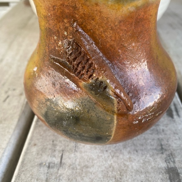 Vintage Navajo Pottery Native American Pinon Pine Pitch Glaze 5”Tall Vase Marked - Picture 4 of 12